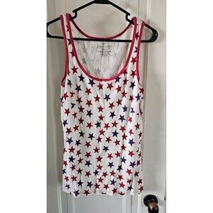 Faded glory, White tank top with blue and red stars womens XL